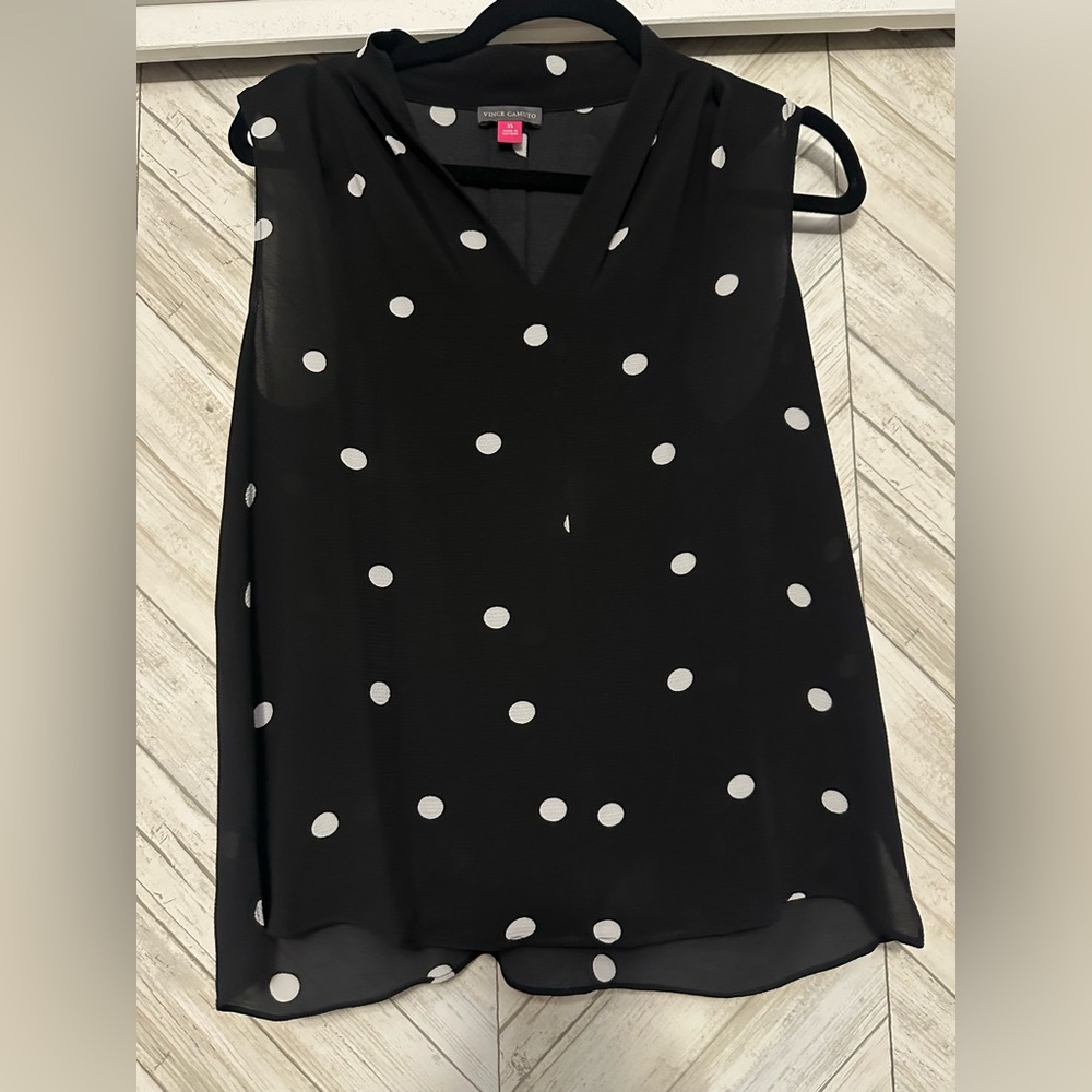 Vince Camuto Black and White Polka Dot Blouse